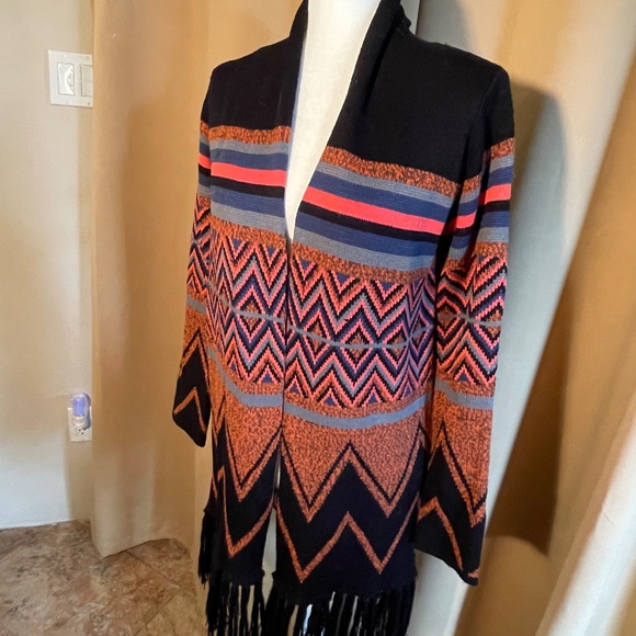 Karlie Fringed Open Southwest, Aztec Cardigan Size Small/Medium - Picture 2 of 10